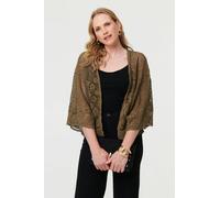 Izabel London Crochet Textured Open Front Cardigan - S/M - Olive