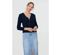 Izabel London Women's Cropped Button-Up Slim Knit Cardigan in Blue | Size: 14 Izabel London Blue 14