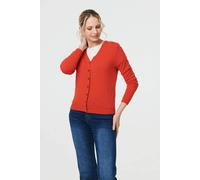 Izabel London Cropped Button-Up Slim Knit Cardigan - 18 - Orange