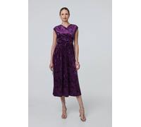 Izabel London Women's Crushed Velvet Fit & Flare Midi Dress in Purple | Size: 8 Izabel London Purple 8