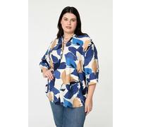 Izabel London Curve Abstract Print 3/4 Sleeve Blouse - 16/18 - Navy