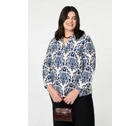 Izabel London Curve Baroque Print Relaxed Blouse - 20/22 - Navy