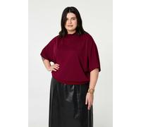 Izabel London Curve Button Back Relaxed Knit Top - 20 - Red