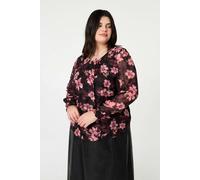 Izabel London Curve Floral Long Sleeve Layered Blouse - 22 - Pink