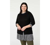 Izabel London Curve Layered Ruffled Shirt Jumper Top - 20 - Black