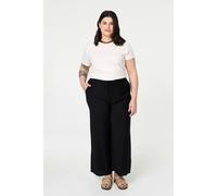 Izabel London Curve Tie Waist Wide Leg Trousers - Black - 12/14