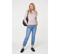 Izabel London Cut Out Detail High Neck Knitted Jumper In Pink Pink 16