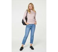 Izabel London Cut Out Detail High Neck Knitted Jumper - Pink - 16