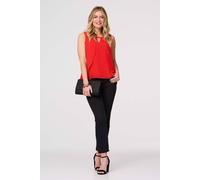 Izabel London Women's Cut Out Detail Sleeveless Top in Red | Size: 10 Izabel London Red 10