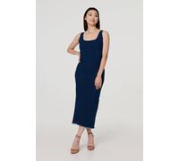 Izabel London Denim Bodycon Midi Dress In Blue Blue 12