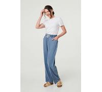 Denim Elasticated Tie Waist Trousers Izabel London Blue 14