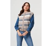 Izabel London Denim Knit Contrast Texture Jacket Multi S/M