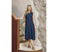 Izabel London Denim Sleeveless Midi A-Line Dress - 10 - Blue