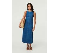 Izabel London Women's Denim Stitch Detail Fitted Midi Dress in Blue | Size: Small Izabel London Blue S
