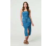 Izabel London Denim Strapless Bodycon Midi Dress - Blue - 16