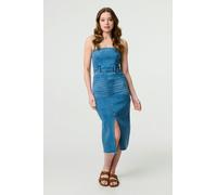 Izabel London Denim Strapless Bodycon Midi Dress - Blue - 18