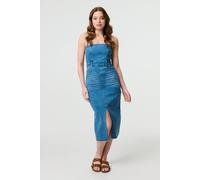 Izabel London Denim Strapless Bodycon Midi Dress - Blue - 16