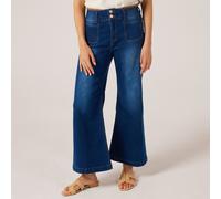 Izabel London Denim Trousers with Embroidery Detail MID BLUE SIZE 10