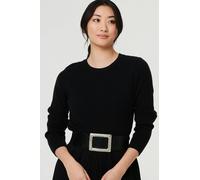 Izabel London Diamante Buckle Stretch Wide Belt - Black - One