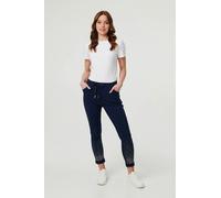 Izabel London Diamante Detail Slim Cropped Trousers - 16 - Navy