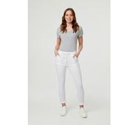 Izabel London Diamante Detail Slim Cropped Trousers - 16 - White