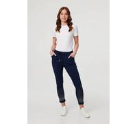 Izabel London Diamante Detail Slim Cropped Trousers - 8 - Navy
