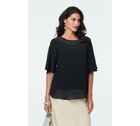 Izabel London Diamante Embellished Layered Blouse In Black Black