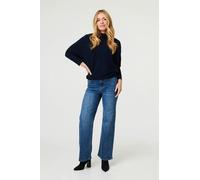 Izabel London Women's Diamante Embellished Straight Fit Jeans in Blue | Size: 12 Izabel London Blue 12