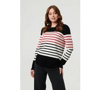Izabel London Diamante Trim Striped Jumper - 10 - Black