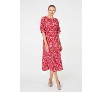Izabel London Ditsy Floral 1/2 Flare Sleeve Midi Dress - 10 - Red
