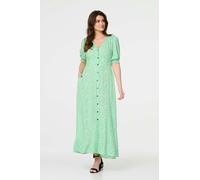 Ditsy Floral 1/2 Puff Sleeve Maxi Dress Izabel London Green 12