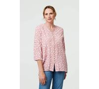 Izabel London Ditsy Floral 3/4 Sleeve Curve Hem Top In Pink Pink 14