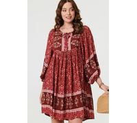 Izabel London Women's Ditsy Floral 3/4 Sleeve Short Dress in Red | Size: 14 Izabel London Red 14