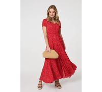 Izabel London Ditsy Floral A-Line Maxi Dress In Red Red 14