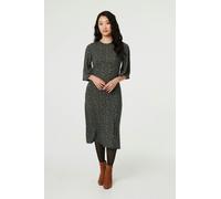 Izabel London Ditsy Floral Angel Sleeve Midi Dress - 8 - Navy