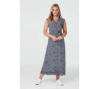Izabel London Women's Ditsy Floral Frill Hem Maxi Dress in Blue | Size: 12 Izabel London Blue 12