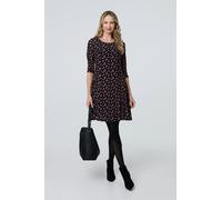 Izabel London Ditsy Floral Lace 3/4 Sleeve Short Dress - Black - 10