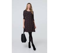 Izabel London Ditsy Floral Lace 3/4 Sleeve Short Dress In Black Black 8