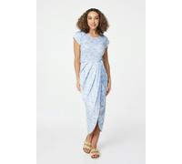 Izabel London Ditsy Floral Tulip Hem Midi Dress - Light Blue - 10