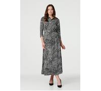 Izabel London Dotty Print 3/4 Sleeve Shirt Dress - Black - 8