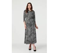 Izabel London Dotty Print 3/4 Sleeve Shirt Dress - Black - 12