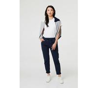 Izabel London Drawstring Tie Waist Tapered Trousers - 10 - Navy