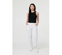 Izabel London Drawstring Tie Waist Tapered Trousers - 10 - White