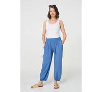 Izabel London Elasticated High Waist Loose Trousers - Blue - M