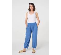 Izabel London Elasticated High Waist Loose Trousers In Blue Blue S
