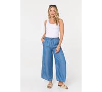 Izabel London Elasticated Tie Waist Wide Trousers In Blue Blue 10