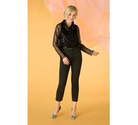 Embellished Long Sleeve Sheer Shirt Izabel London Black 8