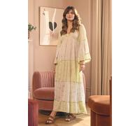 Izabel London Embellished Tiered Empire Maxi Dress - 16 - Green