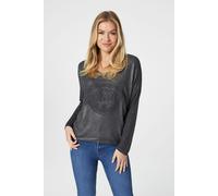 Izabel London Embossed Logo Print Slouchy Top - Black - 8/10