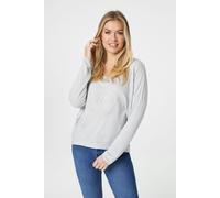Izabel London Embossed Logo Print Slouchy Top - Grey - 8/10